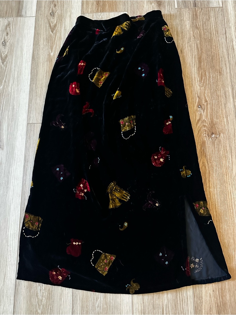 Vintage David Dart Velvet Purse Motif Skirt M